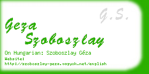 geza szoboszlay business card